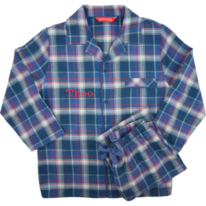 Cyberjammies boys blue and red check pjs