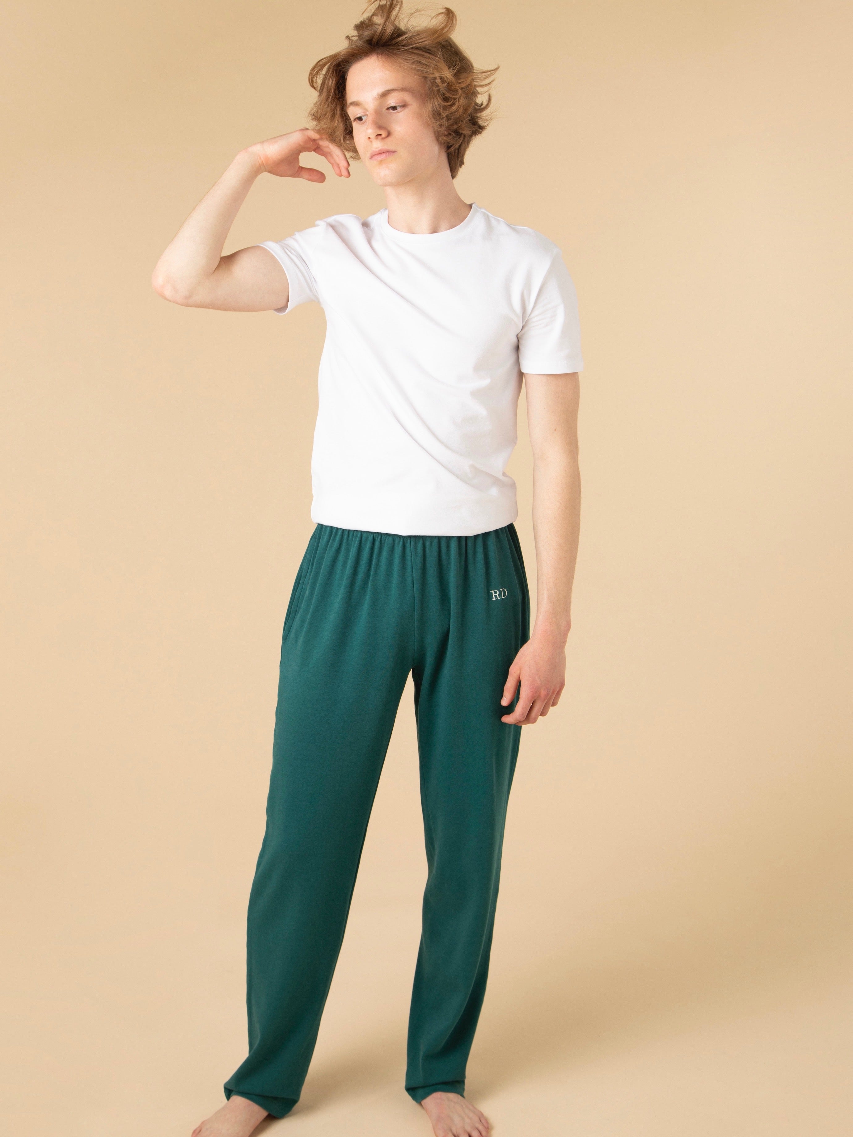 Teen Teal Green Lounge Trousers Roanne Orlebar Designs